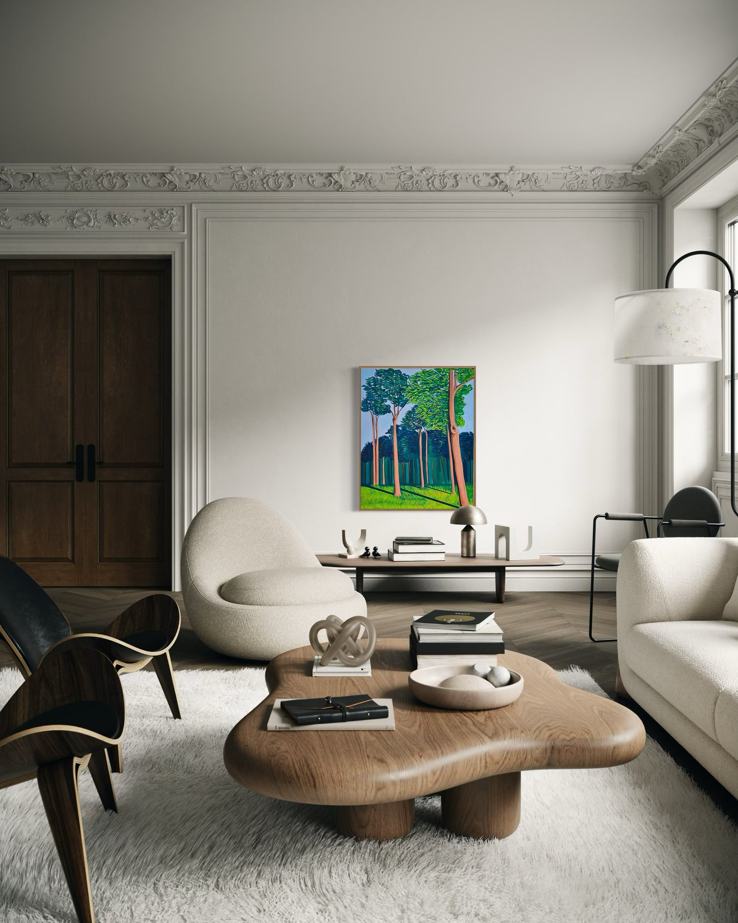 “THE AFTERNOON BREEZE AT HOME” (Framed in solid white oak wood, 30”x24” Acrylic on canvas)