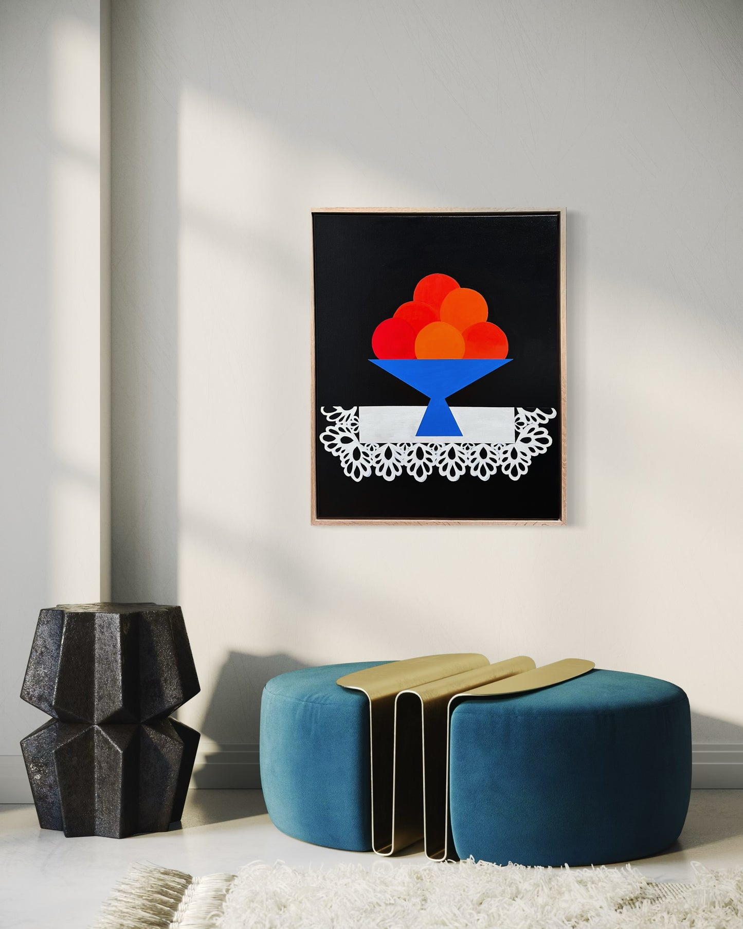 Abundant” (Framed in solid white oak wood, 30”x24” Acrylic on canvas)