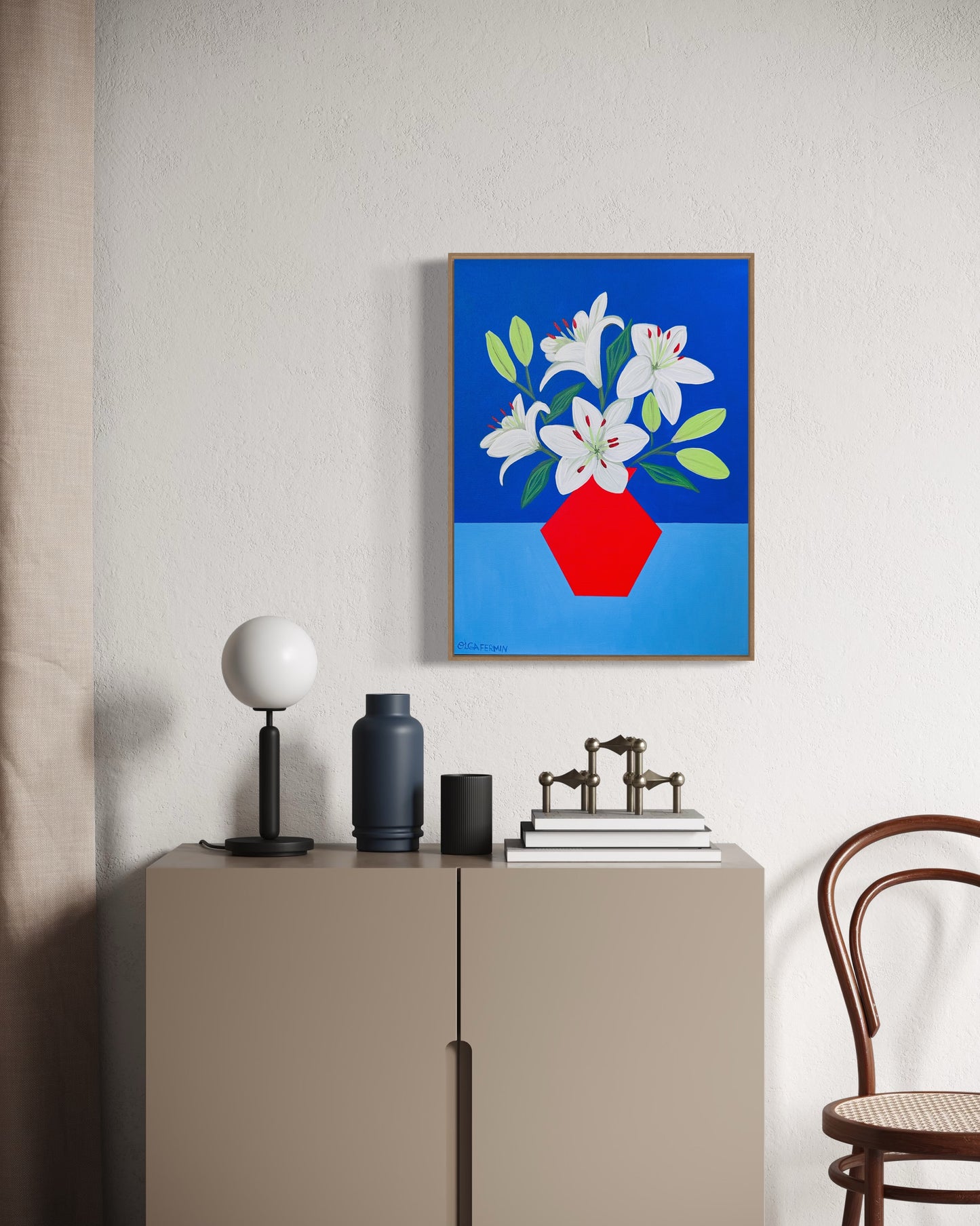 “RESILIENT LILIES” (20”x16” FRAMED ORIGINAL PAINTING)
