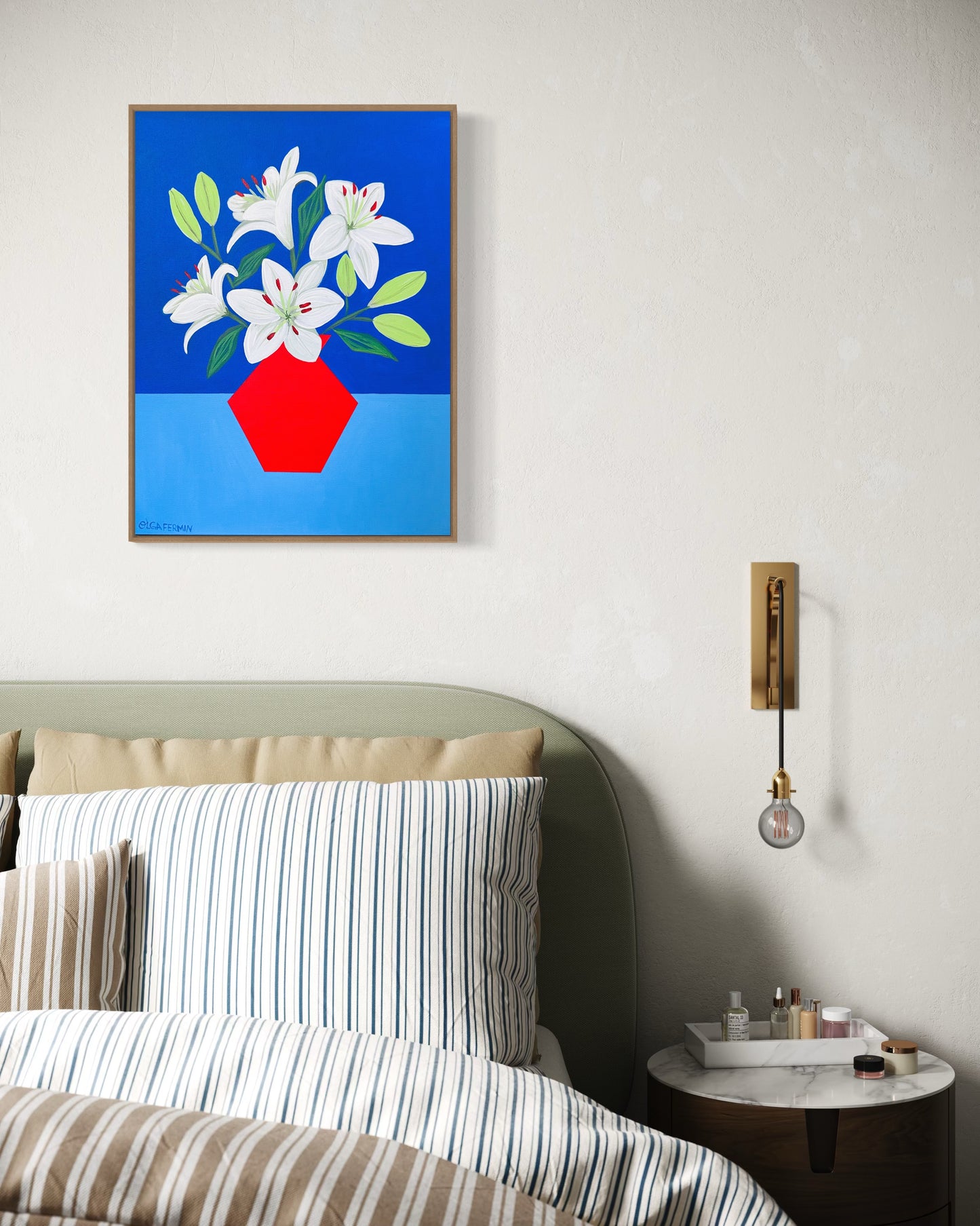 “RESILIENT LILIES” (20”x16” FRAMED ORIGINAL PAINTING)