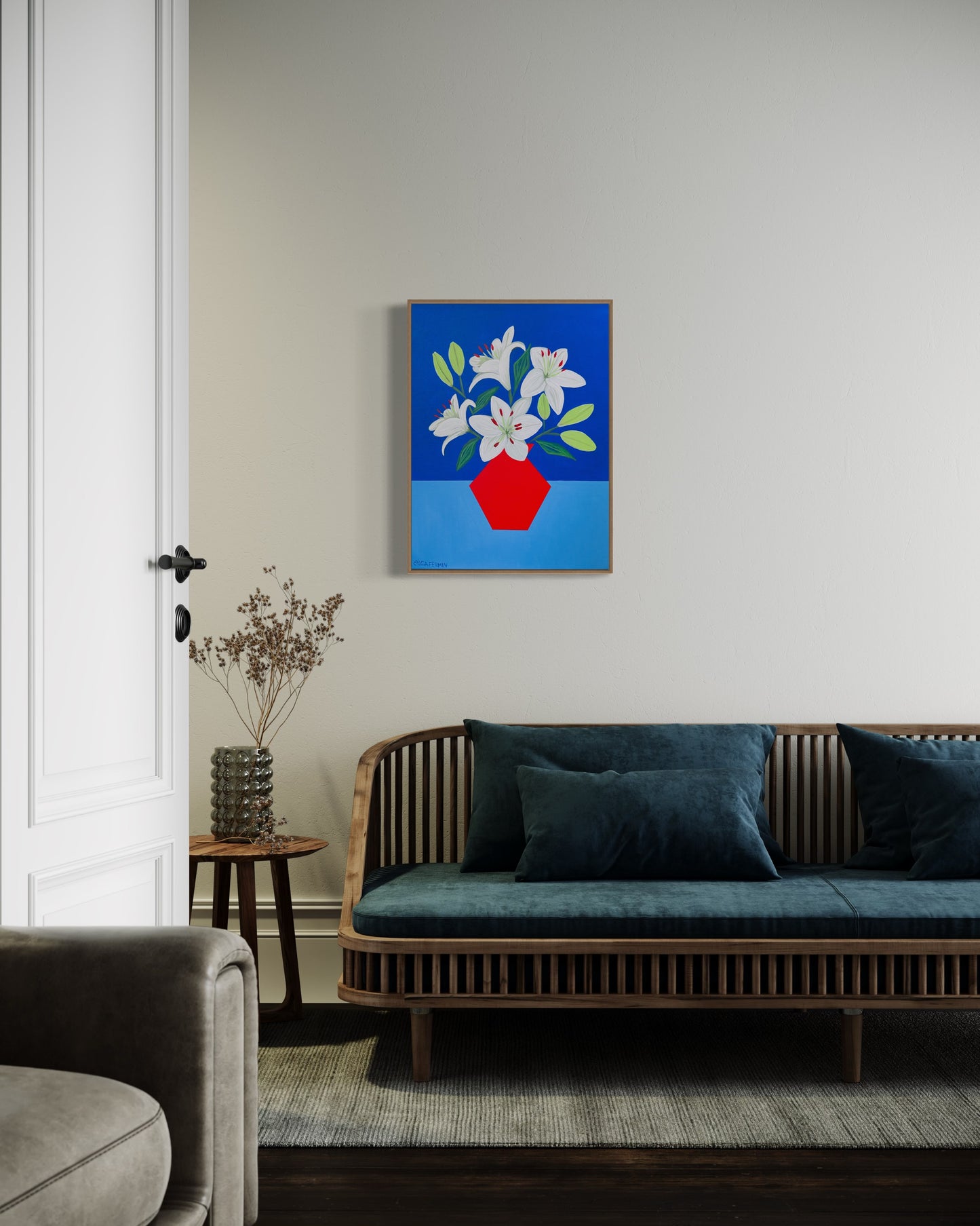 “RESILIENT LILIES” (20”x16” FRAMED ORIGINAL PAINTING)