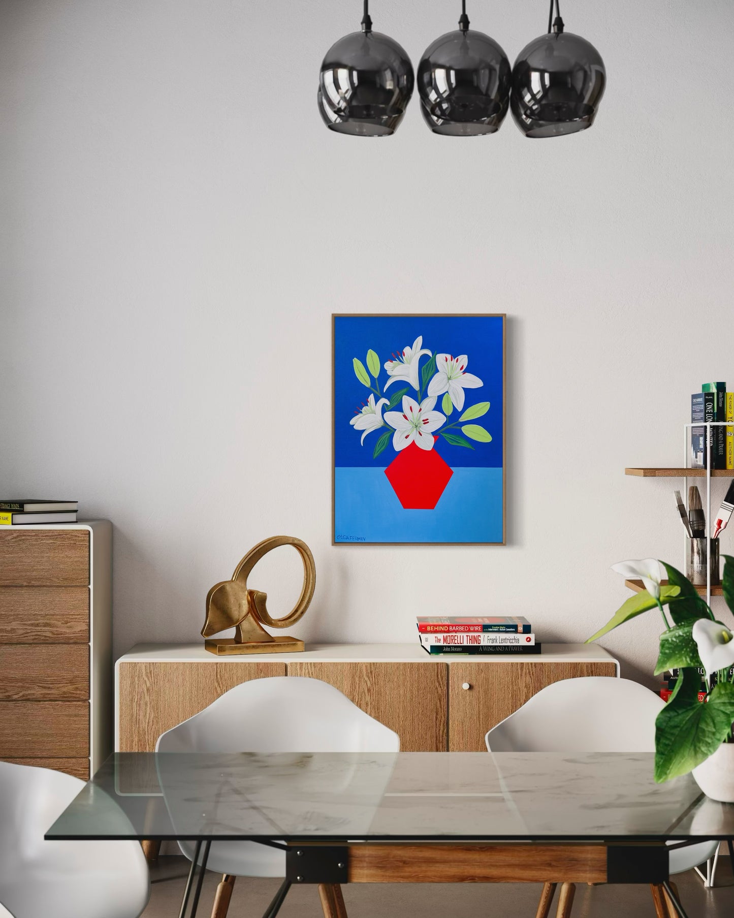 “RESILIENT LILIES” (20”x16” FRAMED ORIGINAL PAINTING)