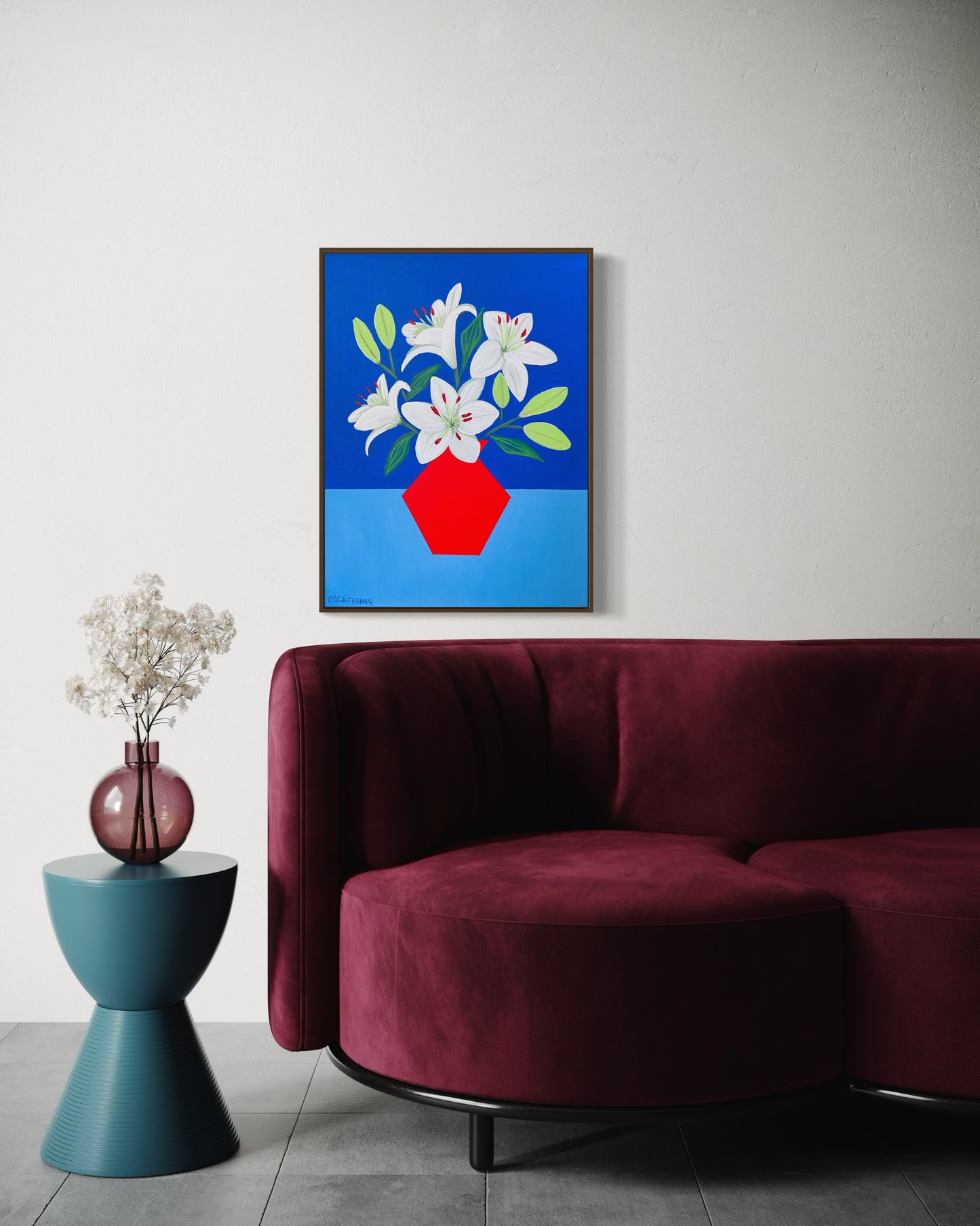 “RESILIENT LILIES” (20”x16” FRAMED ORIGINAL PAINTING)