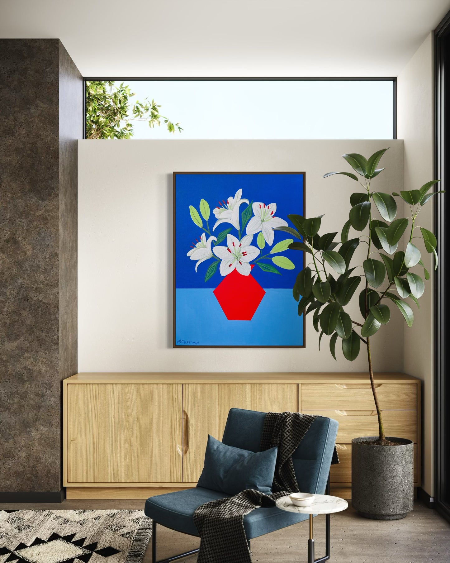 “RESILIENT LILIES” (20”x16” FRAMED ORIGINAL PAINTING)