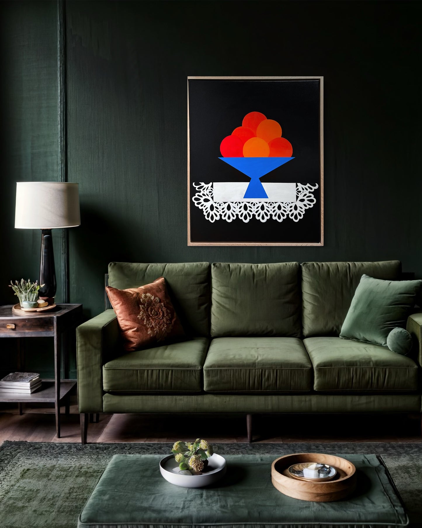 Abundant” (Framed in solid white oak wood, 30”x24” Acrylic on canvas)