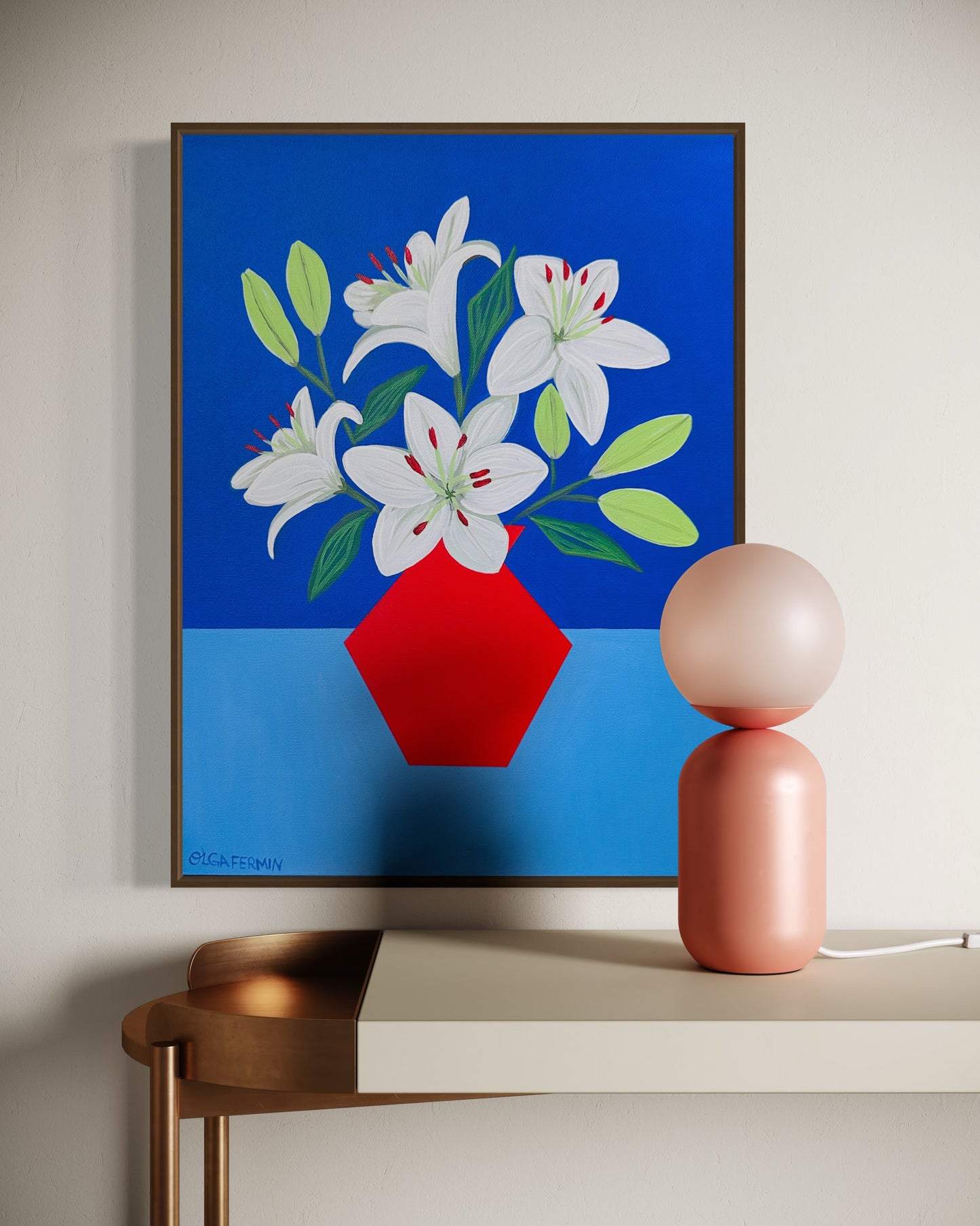 “RESILIENT LILIES” (20”x16” FRAMED ORIGINAL PAINTING)