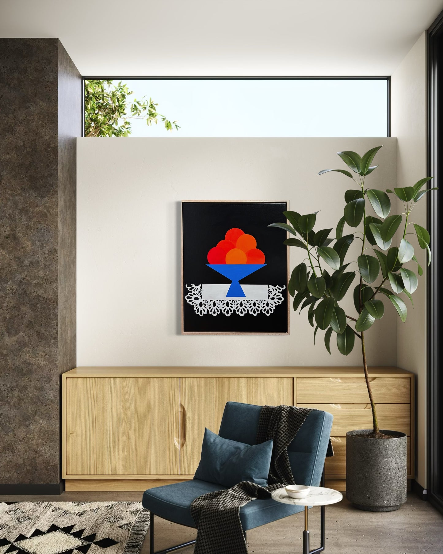 Abundant” (Framed in solid white oak wood, 30”x24” Acrylic on canvas)