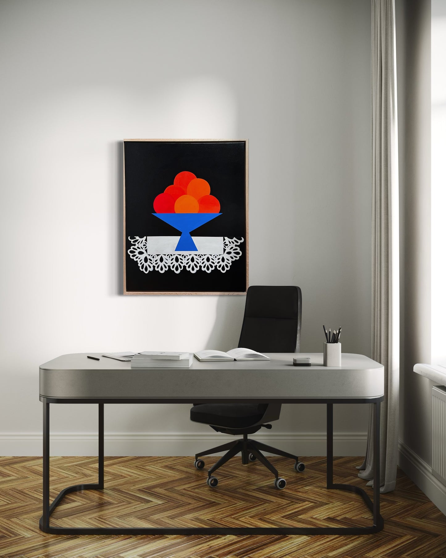 Abundant” (Framed in solid white oak wood, 30”x24” Acrylic on canvas)