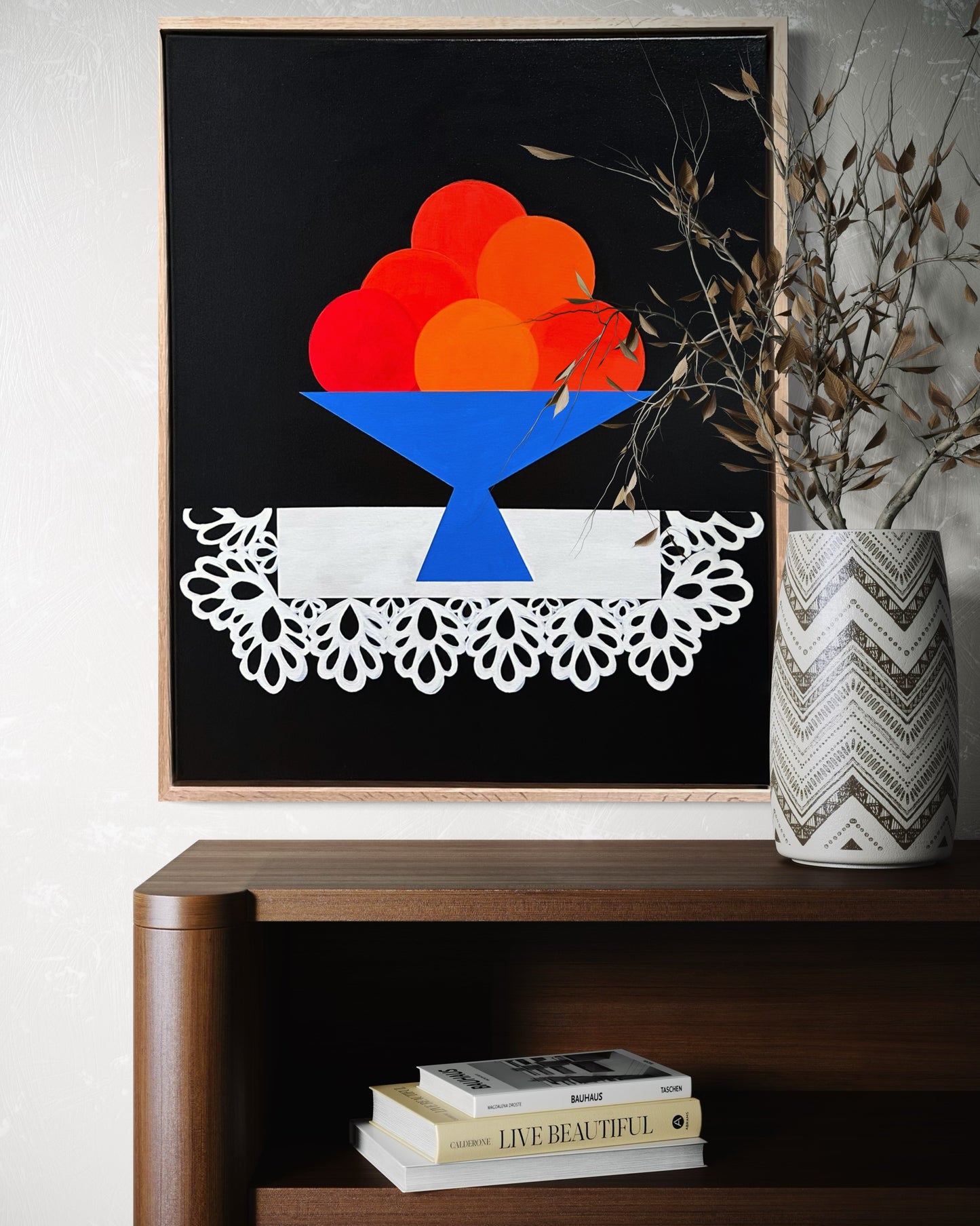 Abundant” (Framed in solid white oak wood, 30”x24” Acrylic on canvas)