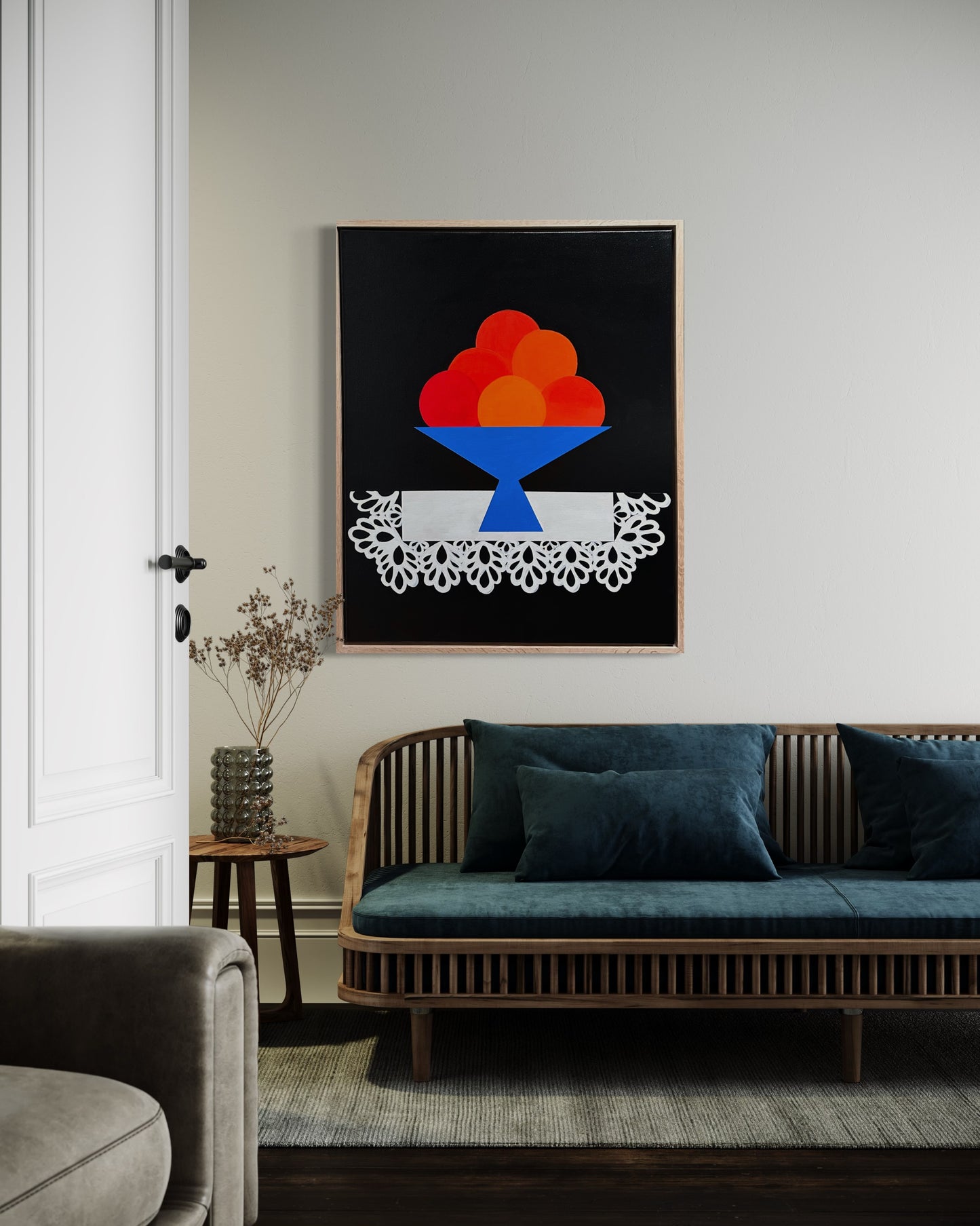 Abundant” (Framed in solid white oak wood, 30”x24” Acrylic on canvas)