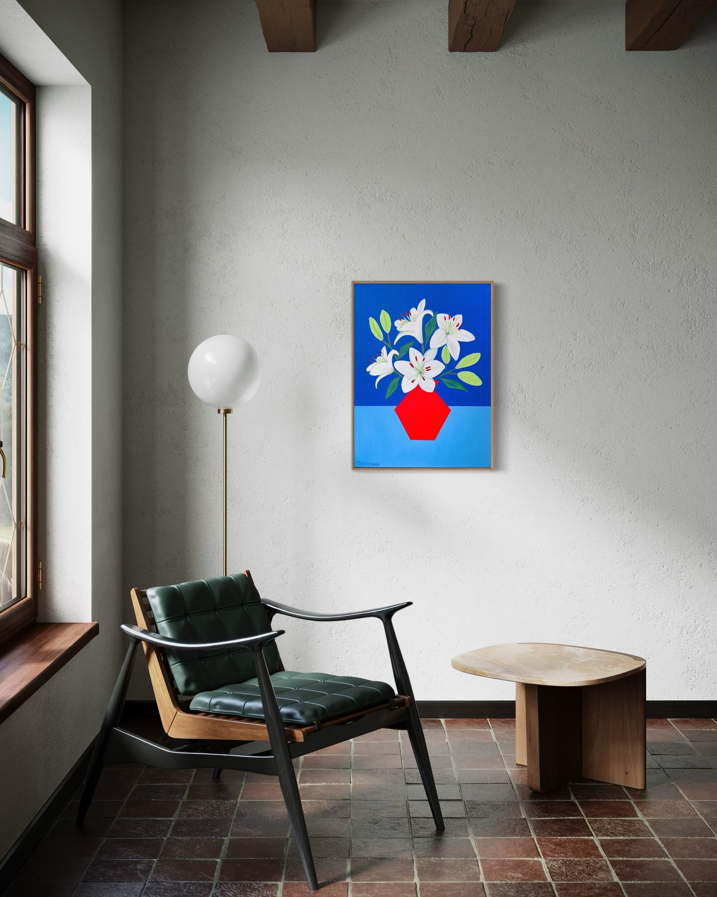“RESILIENT LILIES” (20”x16” FRAMED ORIGINAL PAINTING)