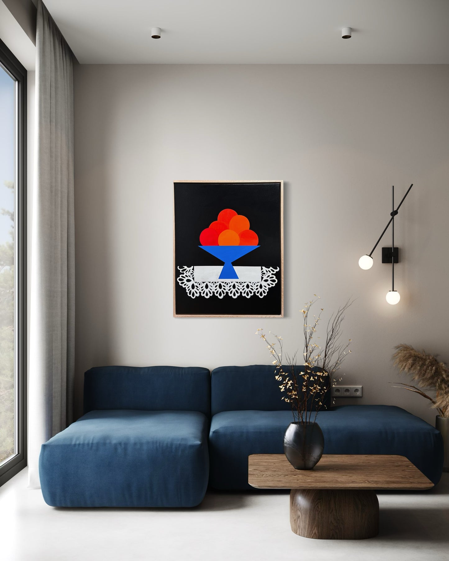 Abundant” (Framed in solid white oak wood, 30”x24” Acrylic on canvas)