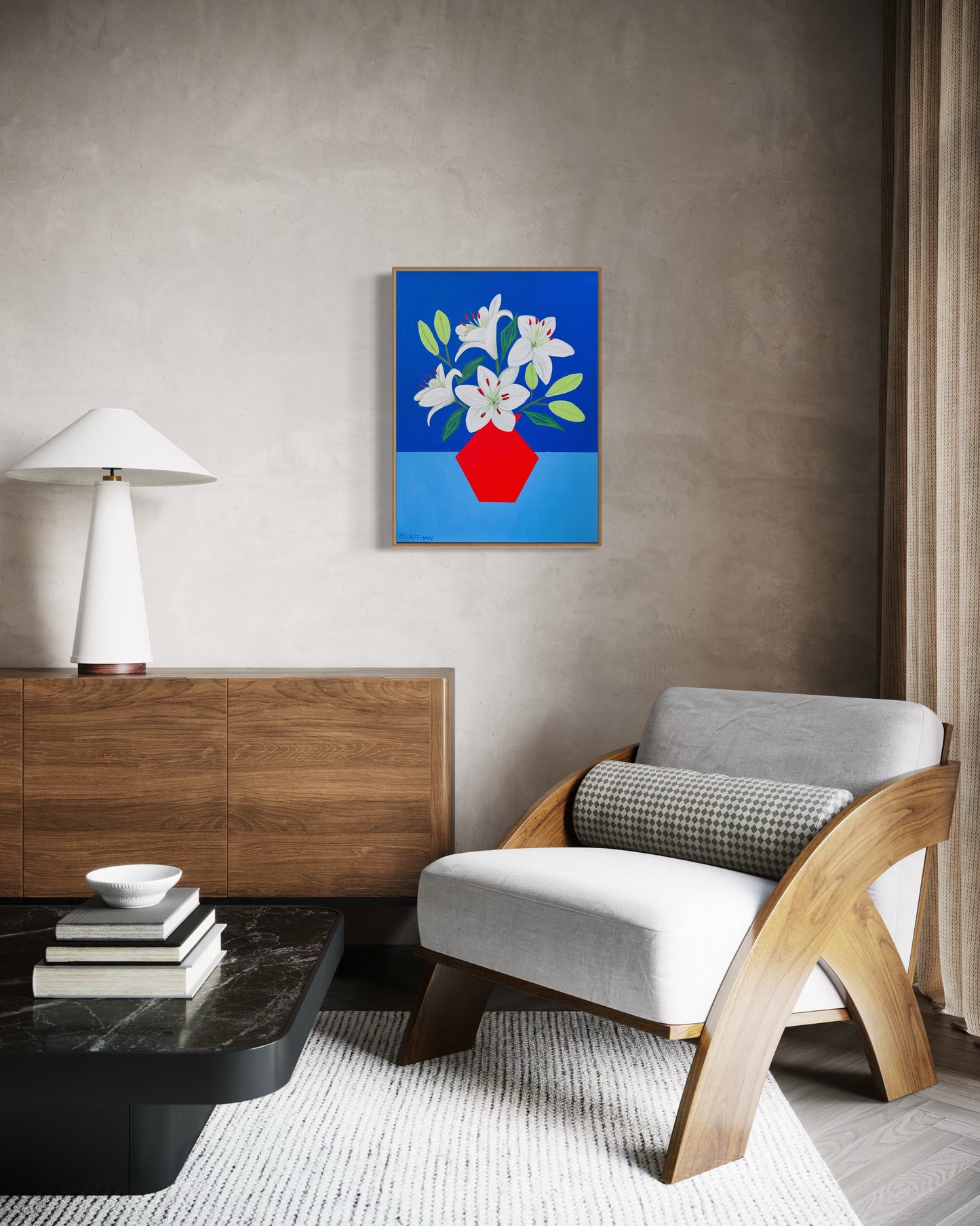 “RESILIENT LILIES” (20”x16” FRAMED ORIGINAL PAINTING)