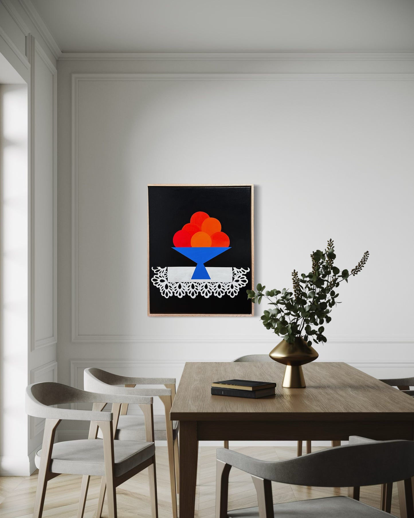 Abundant” (Framed in solid white oak wood, 30”x24” Acrylic on canvas)