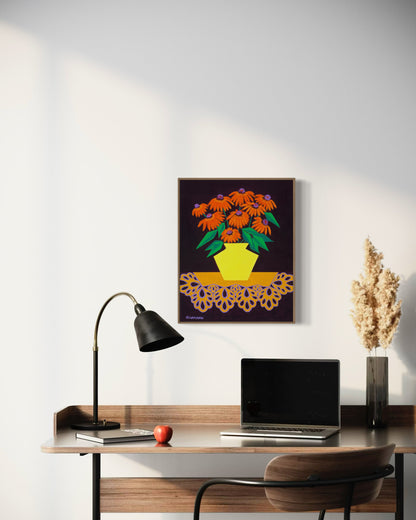 “LOVE IN BURGUNDY” (20”x16” FRAMED ORIGINAL PAINTING)