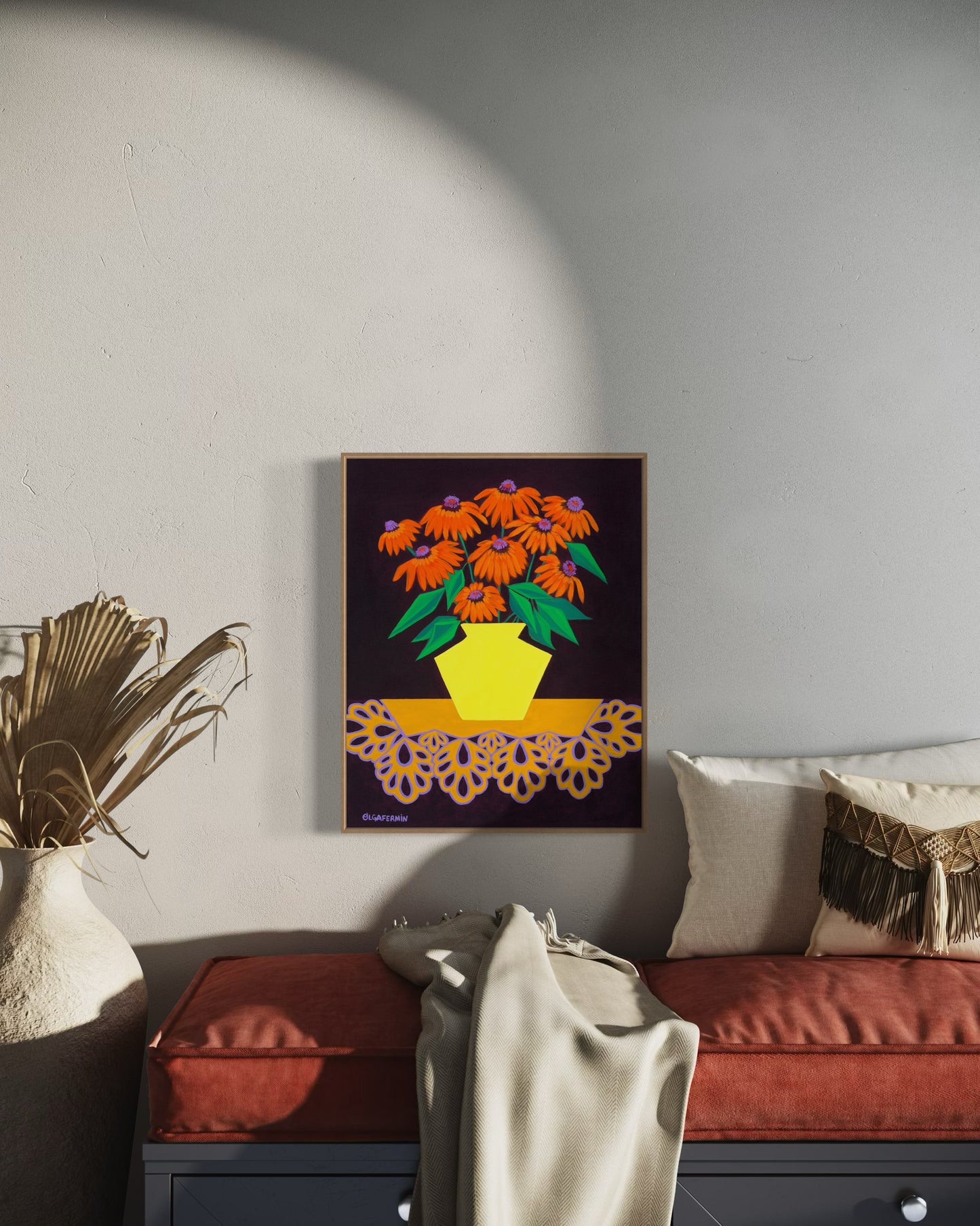 “LOVE IN BURGUNDY” (20”x16” FRAMED ORIGINAL PAINTING)