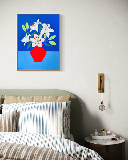 “RESILIENT LILIES” (20”x16” FRAMED ORIGINAL PAINTING)