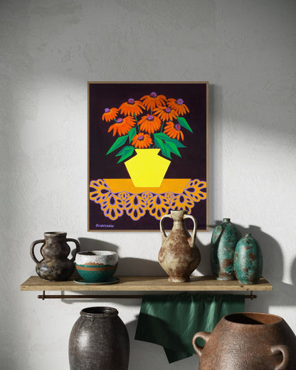 “LOVE IN BURGUNDY” (20”x16” FRAMED ORIGINAL PAINTING)