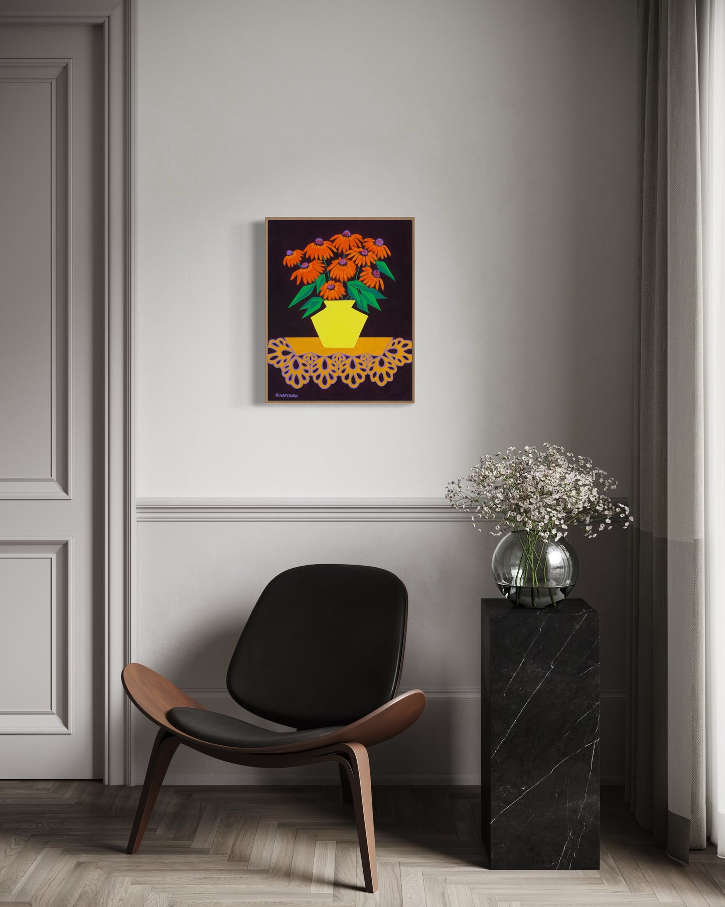 “LOVE IN BURGUNDY” (20”x16” FRAMED ORIGINAL PAINTING)