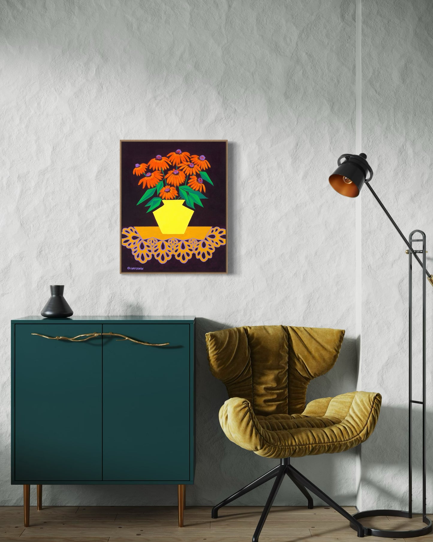 “LOVE IN BURGUNDY” (20”x16” FRAMED ORIGINAL PAINTING)