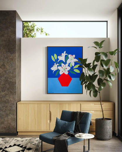 “RESILIENT LILIES” (20”x16” FRAMED ORIGINAL PAINTING)
