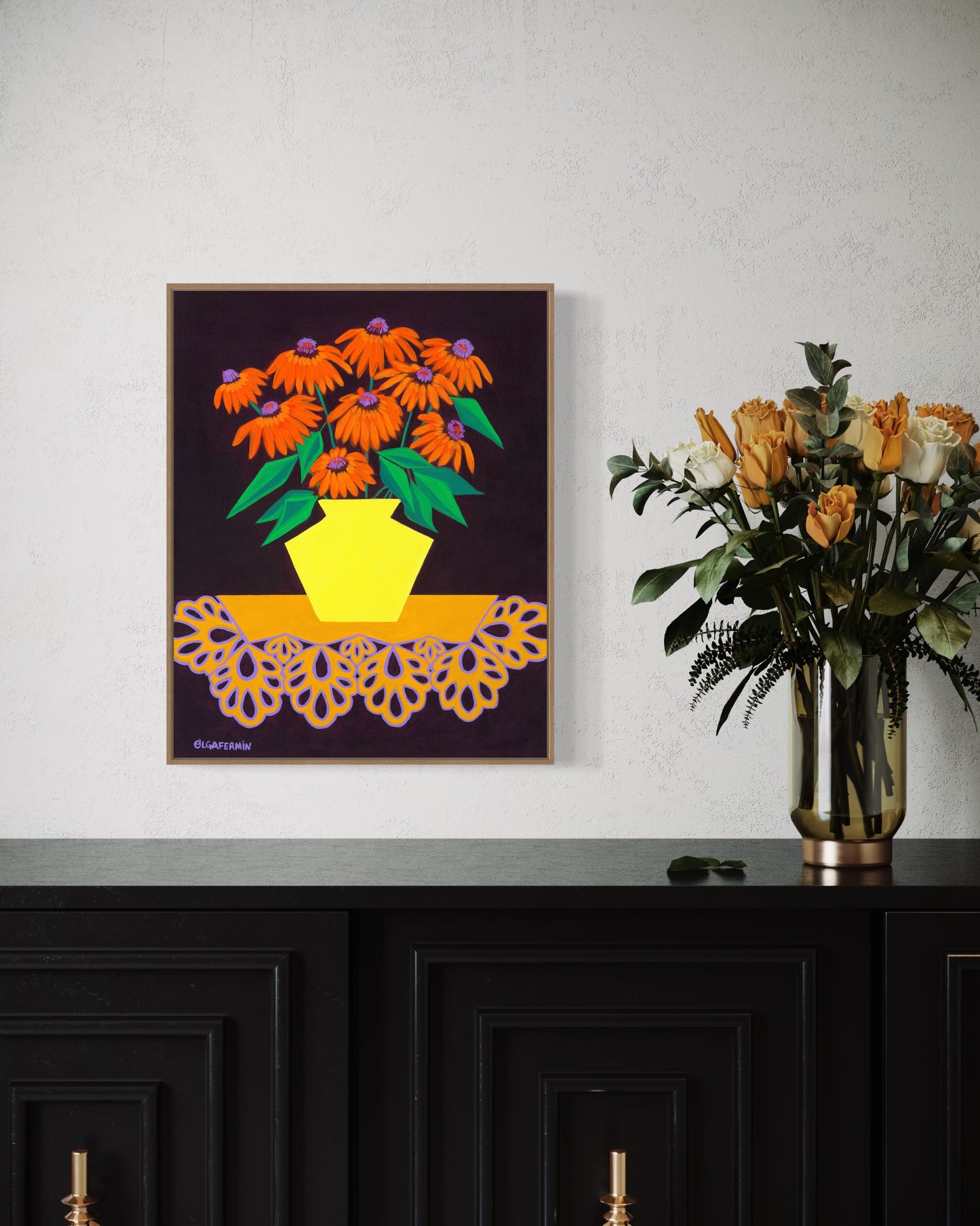 “LOVE IN BURGUNDY” (20”x16” FRAMED ORIGINAL PAINTING)