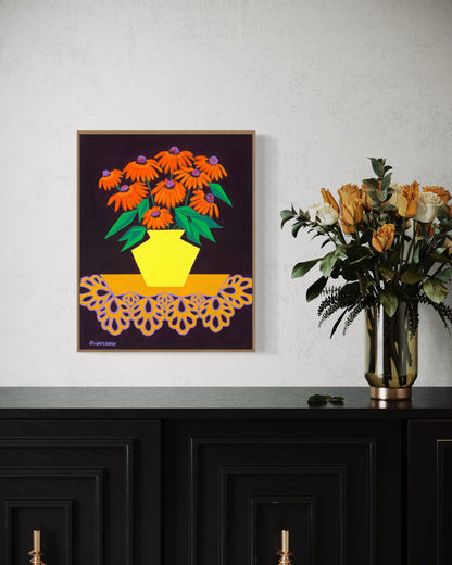 “LOVE IN BURGUNDY” (20”x16” FRAMED ORIGINAL PAINTING)