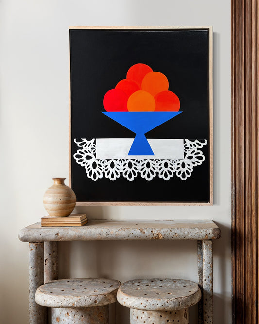 Abundant” (Framed in solid white oak wood, 30”x24” Acrylic on canvas)