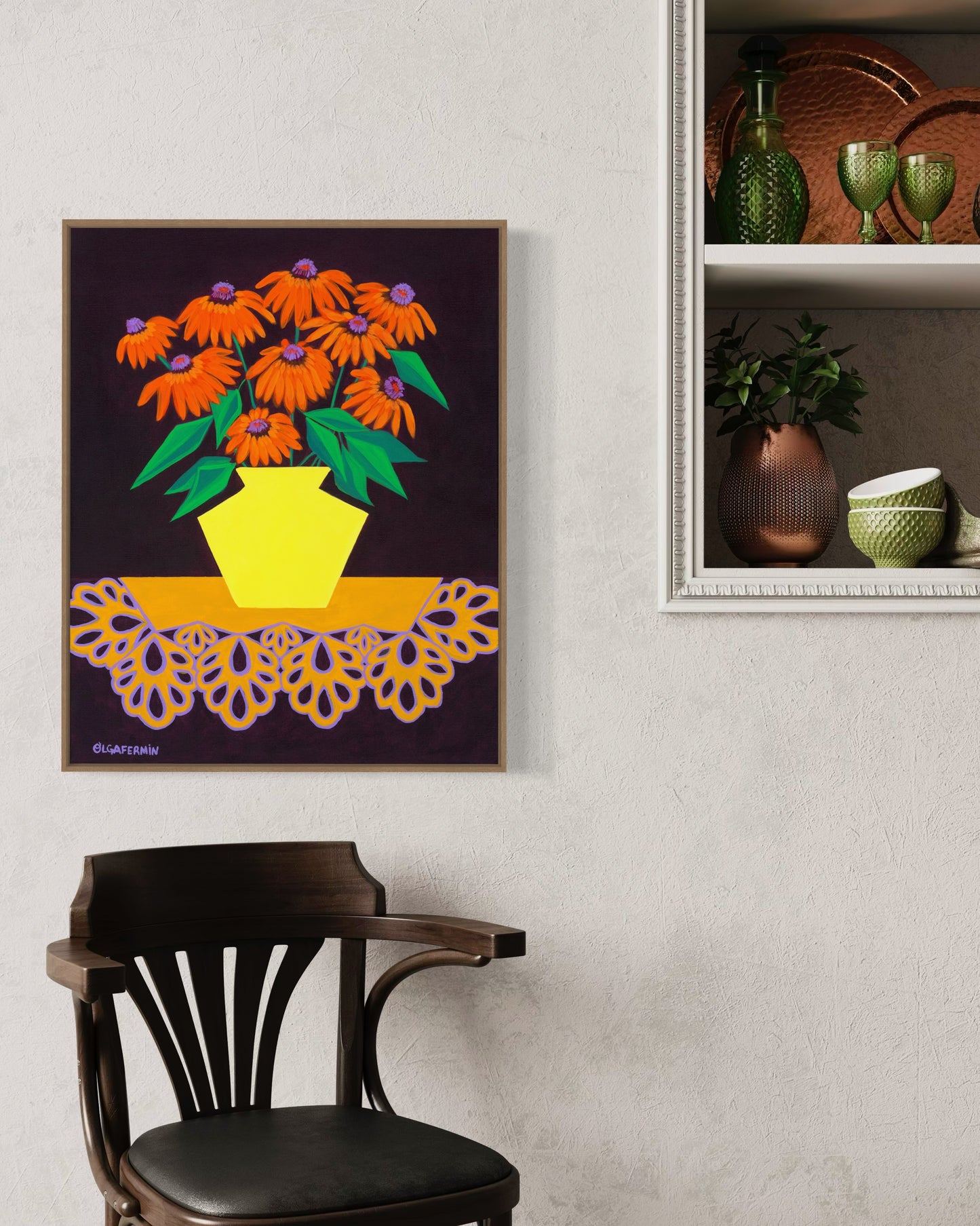 “LOVE IN BURGUNDY” (20”x16” FRAMED ORIGINAL PAINTING)