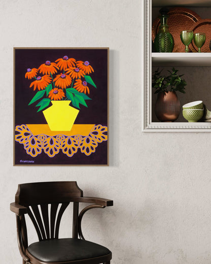 “LOVE IN BURGUNDY” (20”x16” FRAMED ORIGINAL PAINTING)