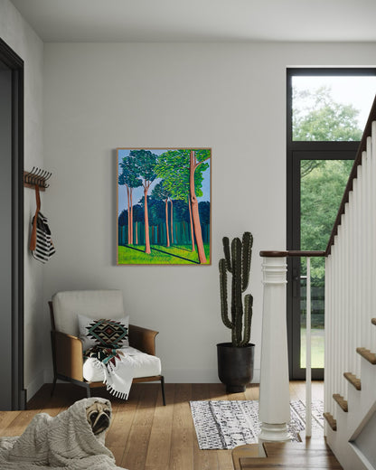 “THE AFTERNOON BREEZE AT HOME” (Framed in solid white oak wood, 30”x24” Acrylic on canvas)