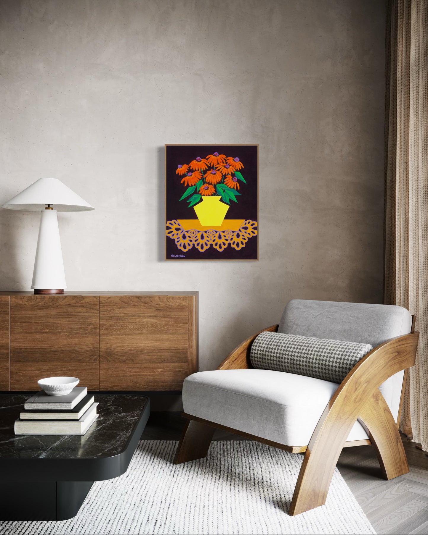 “LOVE IN BURGUNDY” (20”x16” FRAMED ORIGINAL PAINTING)