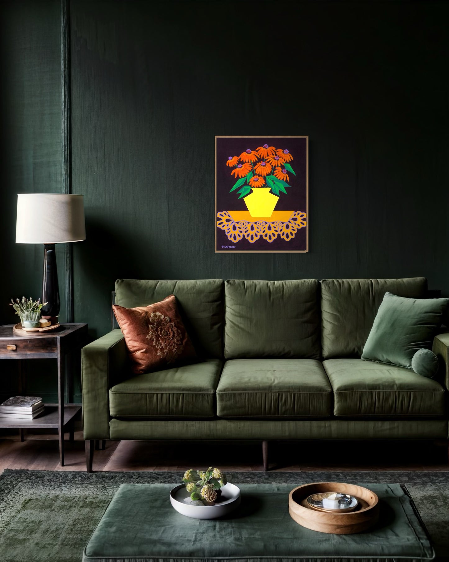 “LOVE IN BURGUNDY” (20”x16” FRAMED ORIGINAL PAINTING)
