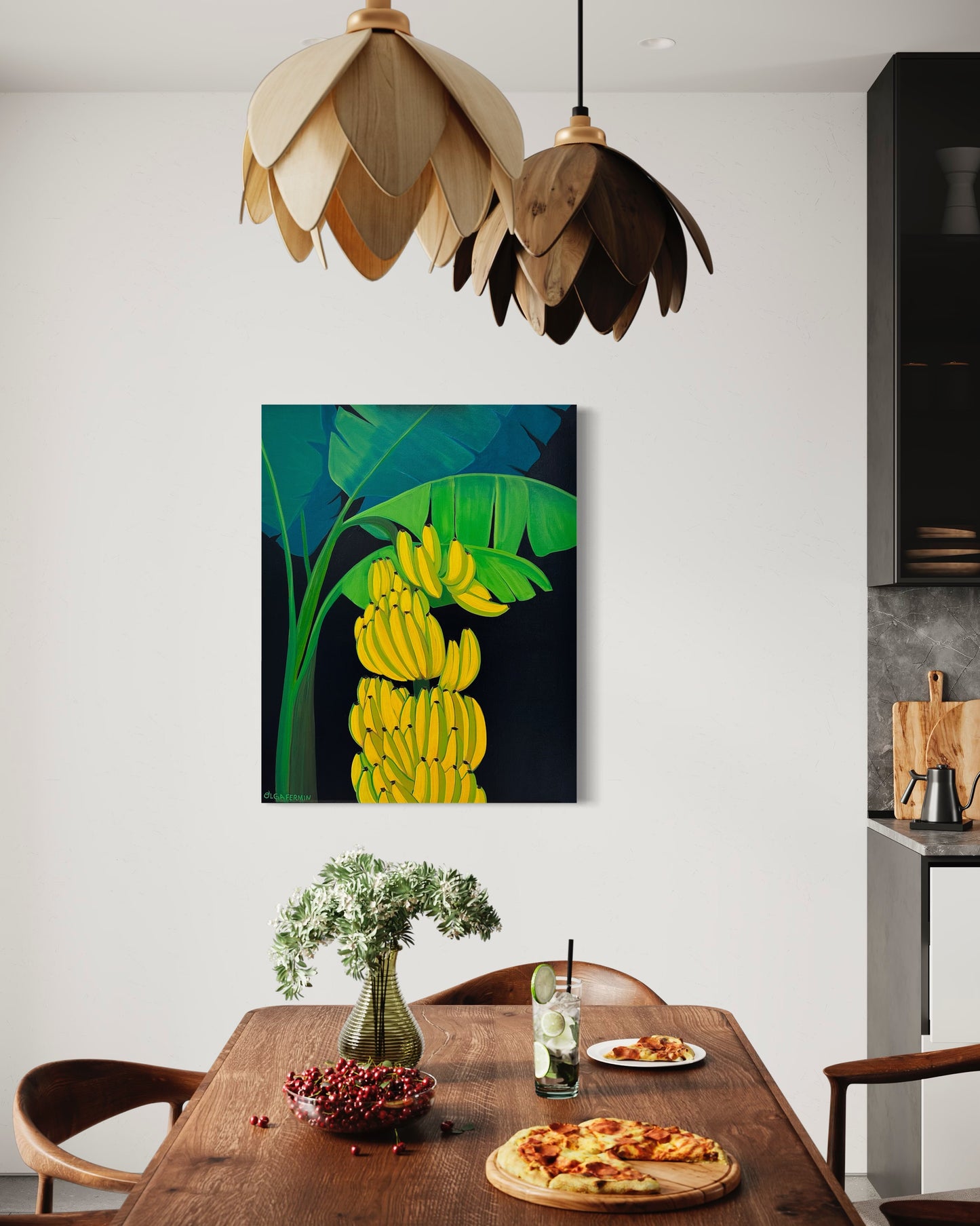 THERE ARE PLENTY OF BANANAS ON THE TREE - 24"X 30" ORIGINAL PAINTING (Unframed)