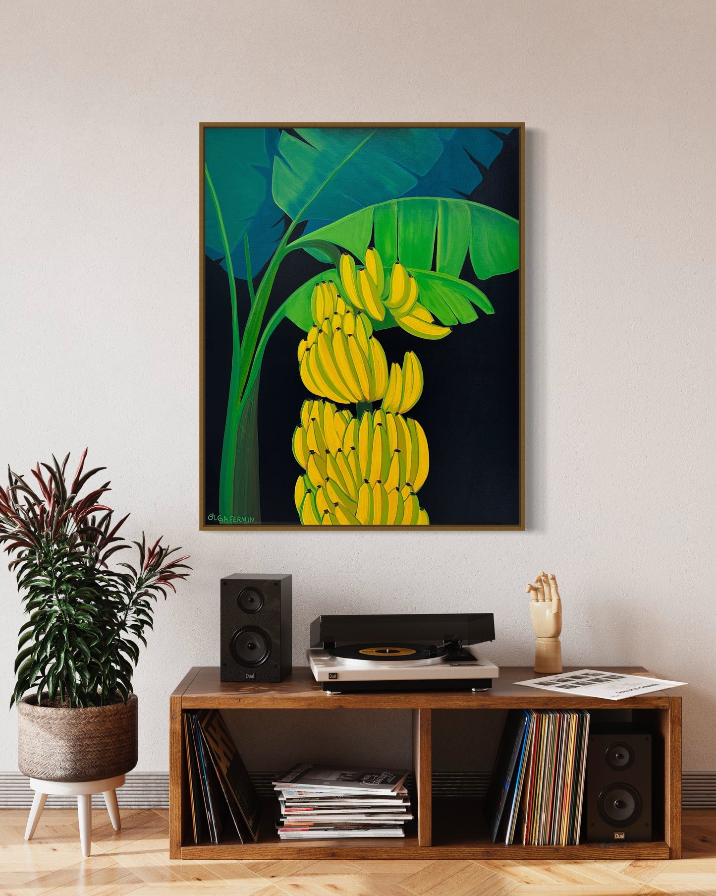 THERE ARE PLENTY OF BANANAS ON THE TREE - 24"X 30" ORIGINAL PAINTING (Unframed)