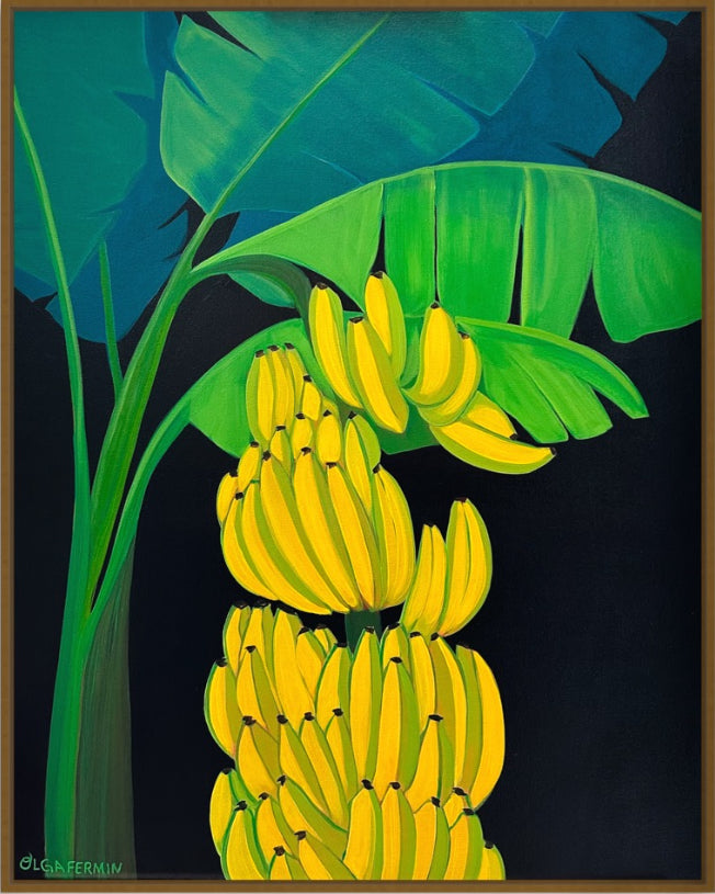 THERE ARE PLENTY OF BANANAS ON THE TREE - 24"X 30" ORIGINAL PAINTING (Unframed)